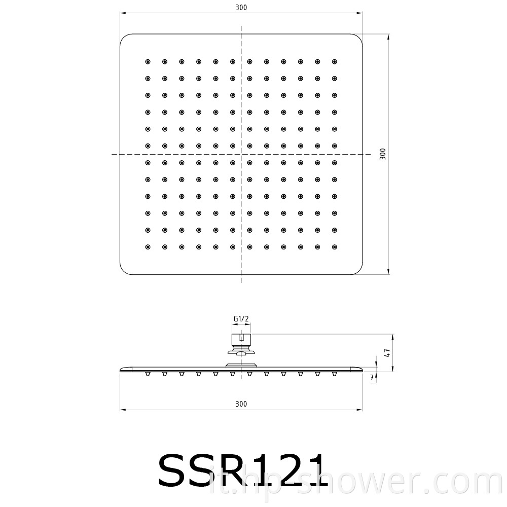 12'' Rainfall Square Stainless Steel Shower